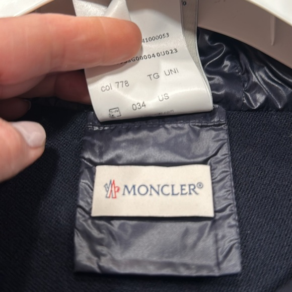 Moncler Navy Wool & Down Hooded Cape - Picture 3 of 10